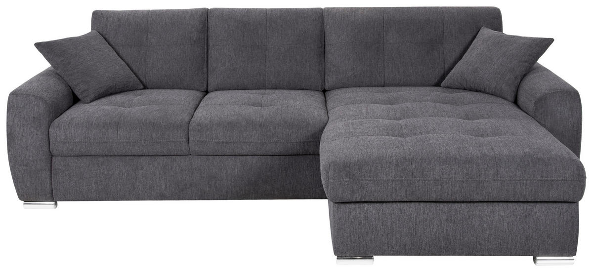 ECKSOFA Anthrazit Mikrofaser  - Chromfarben/Anthrazit, Design, Kunststoff/Textil (278/193cm) - Hom`in