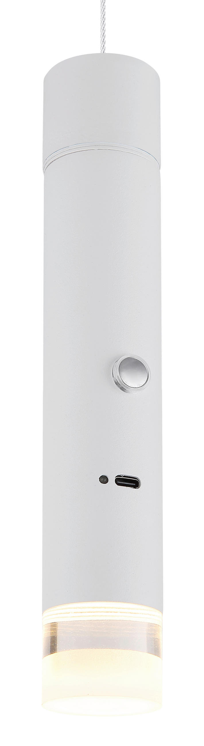 AKKU-LED-HÄNGELEUCHTE Nowa 3,8/120 cm   - Klar/Weiß, Basics, Kunststoff/Metall (3,8/120cm) - Novel