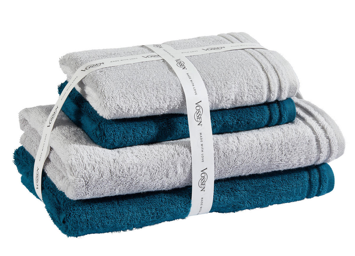 FROTTIERSET SET CALYPSO FEELING Blau, Grau 4-teilig  - Blau/Grau, Basics, Textil - Vossen