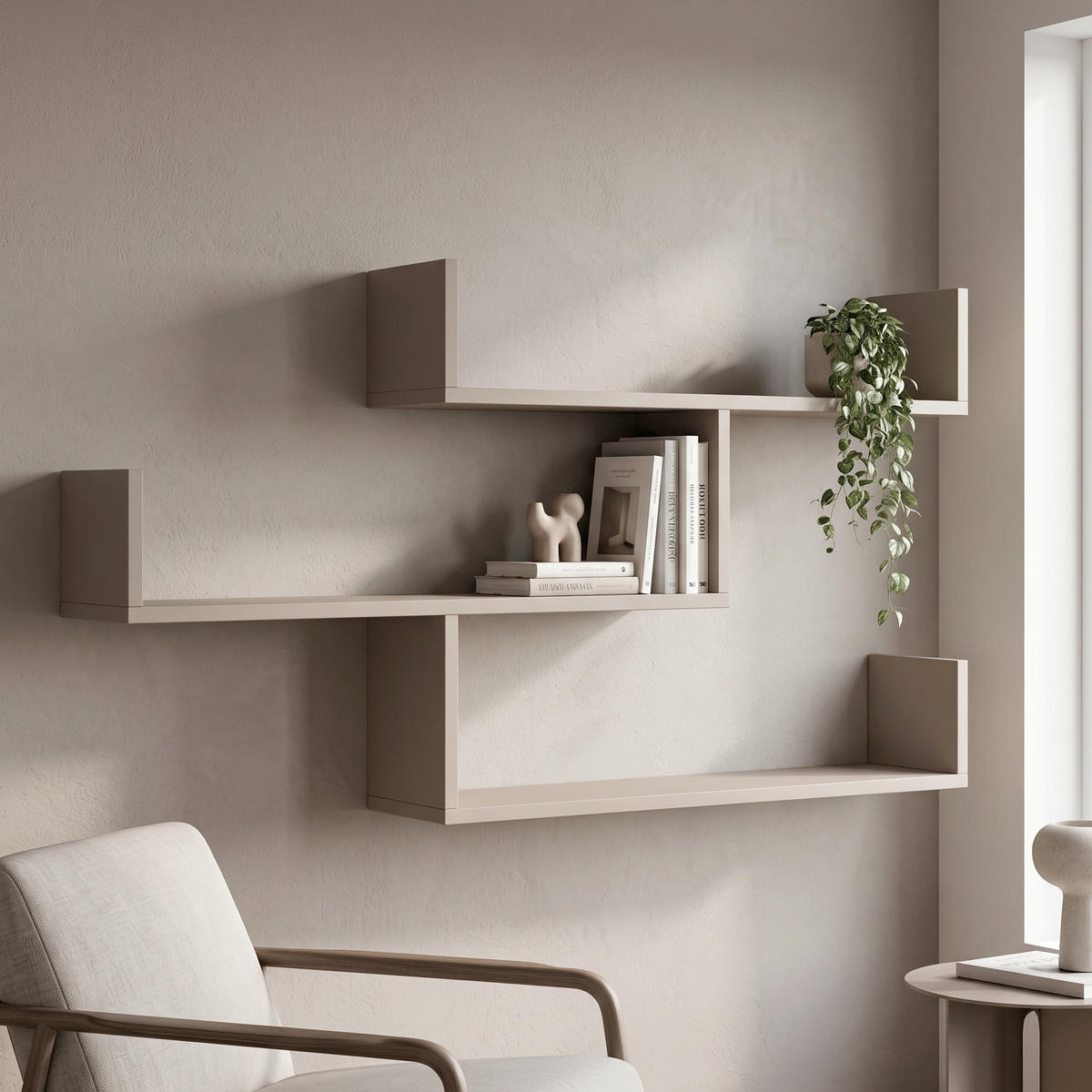 WANDREGAL 120/67/22 cm  - Beige, Design, Holzwerkstoff (120/67/22cm) - Livetastic
