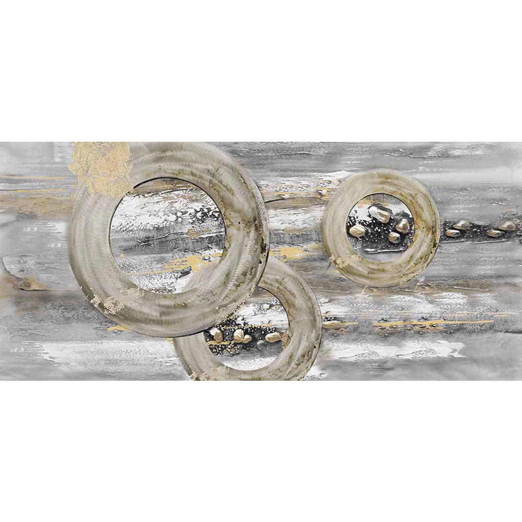Monee OLEJOMALBA, abstraktní, 120/55 cm - šedá,bílá,barvy zlata - borovice
