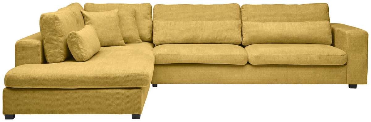 ECKSOFA in Chenille Dunkelgelb  - Dunkelgelb/Schwarz, Konventionell, Kunststoff/Textil (250/314cm) - Carryhome