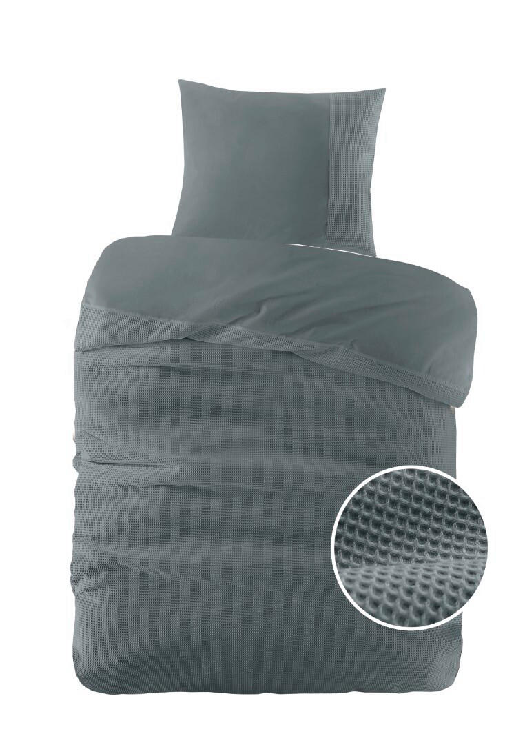 BETTWÄSCHE Waffelpiqué 155/220 cm  - Dunkelgrün, Design, Textil (155/220cm) - Novel