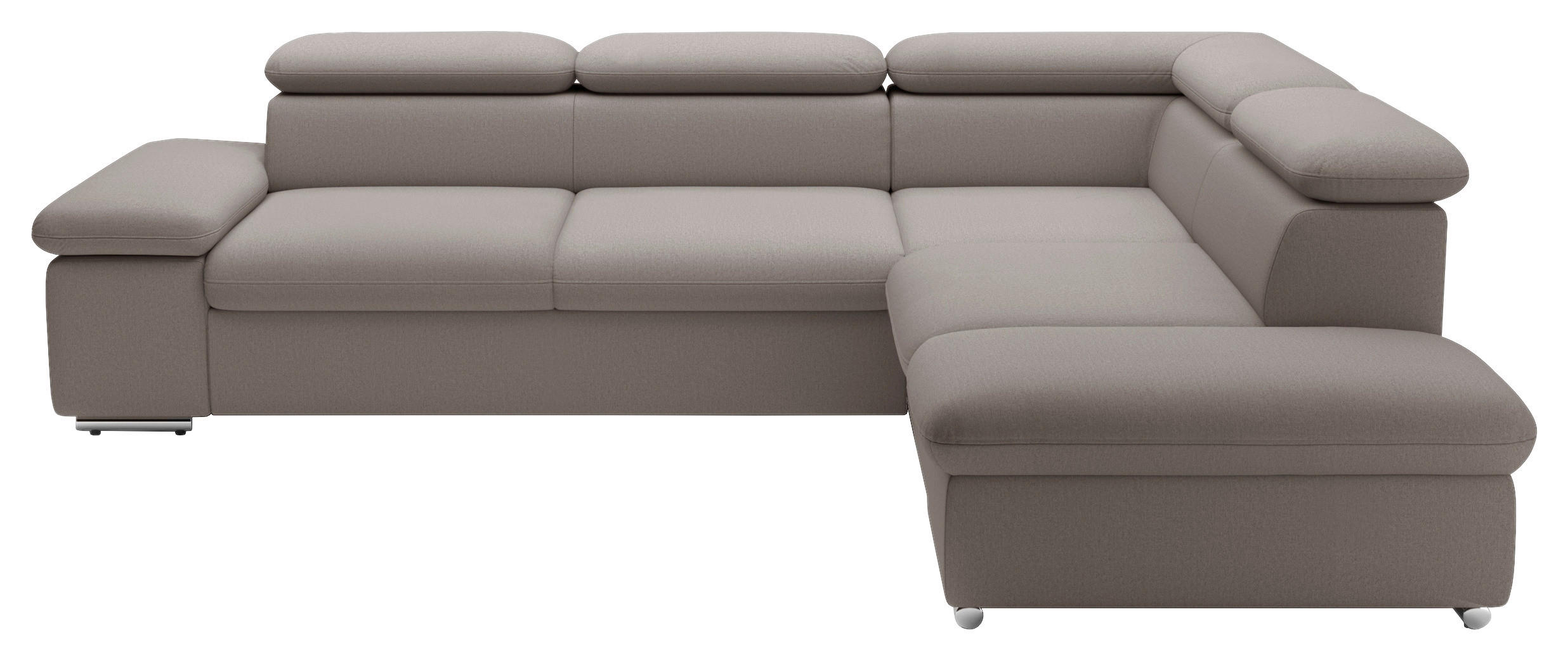 ECKSOFA inkl. Funktion Flachgewebe Graubraun  - Graubraun, Modern, Textil/Metall (274/228cm) - Sit & More