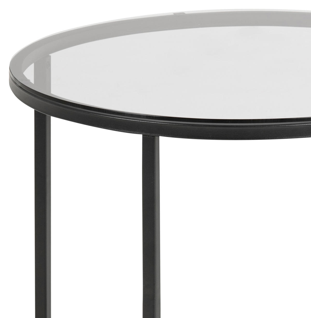 BEISTELLTISCH in Metall, Glas 55/55/45 cm  - Schwarz, Konventionell, Glas/Metall (55/55/45cm) - MID.YOU