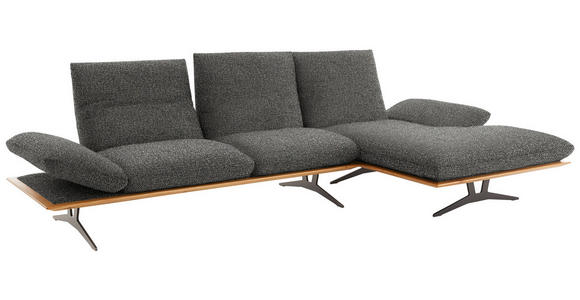 ECKSOFA in Flachgewebe Anthrazit  - Anthrazit/Schwarz, Design, Holz/Textil (314/159cm) - Dieter Knoll