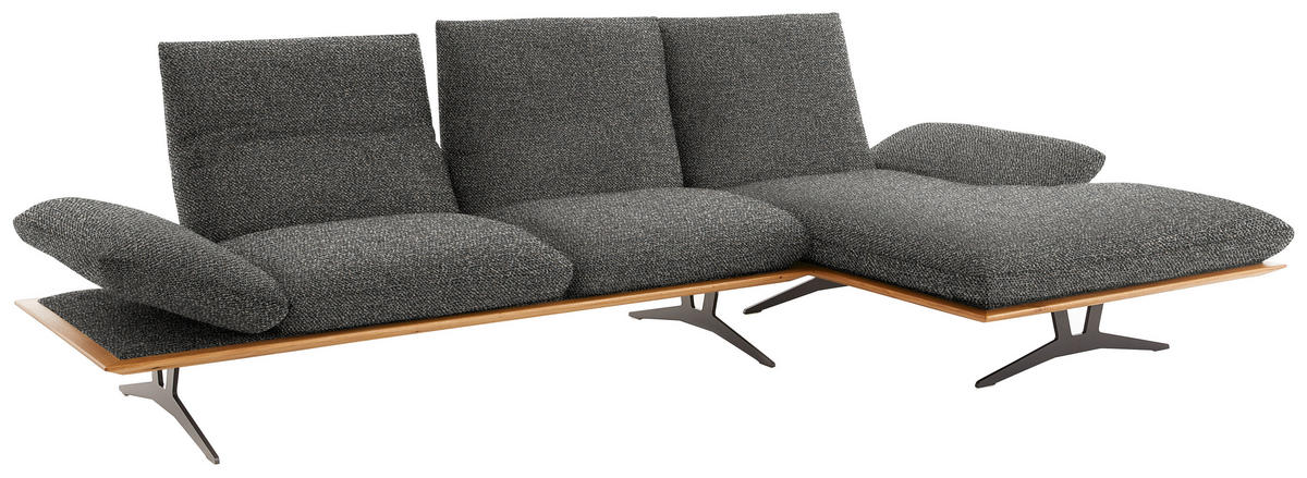 ECKSOFA in Flachgewebe Anthrazit  - Anthrazit/Schwarz, Design, Holz/Textil (314/159cm) - Dieter Knoll