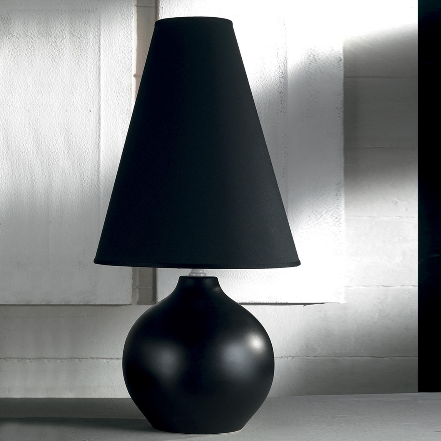 STOLNÍ LAMPA, E27, 35/70 cm  - černá, Konvenční, textil/keramika (35/70cm)