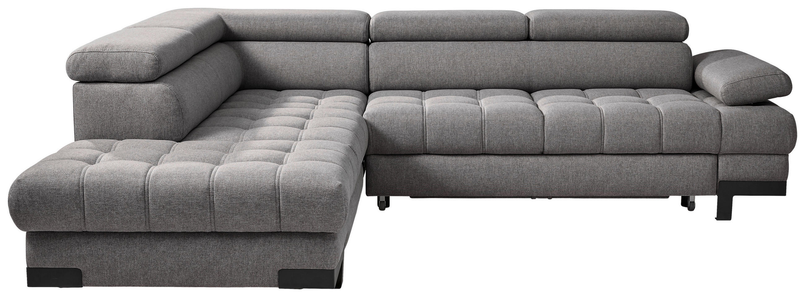 ECKSOFA Anthrazit Webstoff  - Anthrazit/Schwarz, Design, Textil/Metall (223/263cm) - Welnova