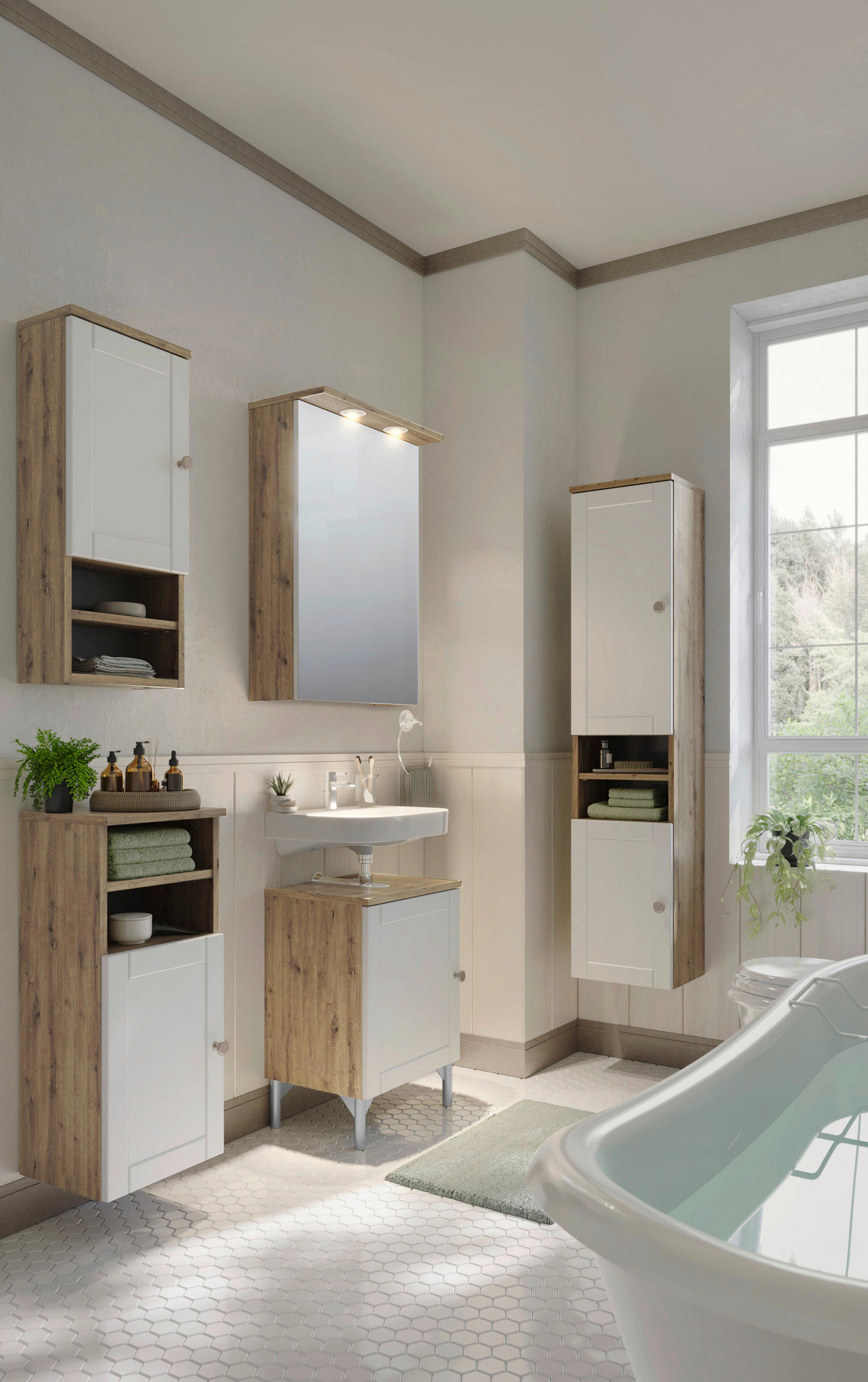 SPIEGELSCHRANK 50,4/72,3/15,9 cm - Eiche Artisan, Basics, Glas/Holzwerkstoff (50,4/72,3/15,9cm) - Stylife