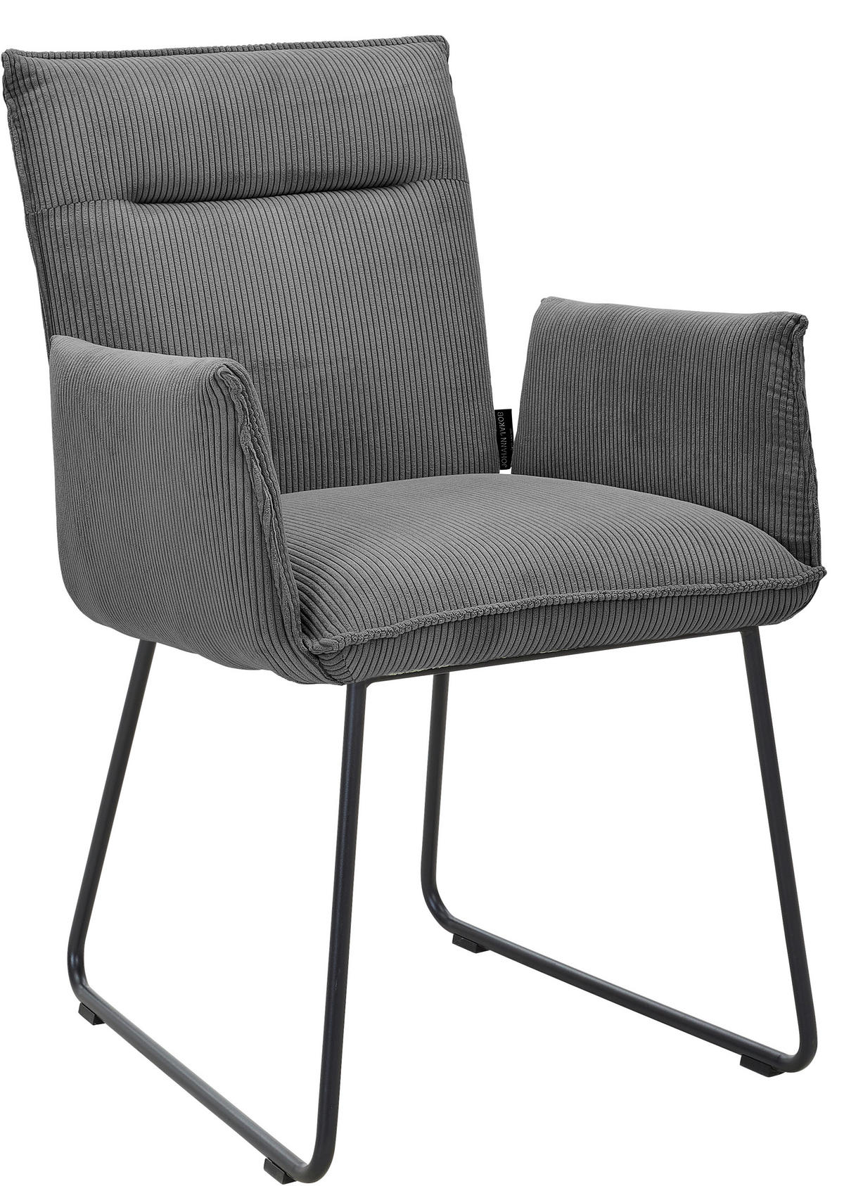 ARMLEHNSTUHL  in Eisen Feincord  - Anthrazit/Schwarz, Design, Textil/Metall (59/87/62cm) - Johann Jakob