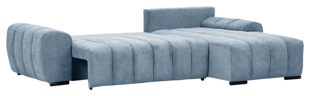 ECKSOFA in Flachgewebe Blau  - Blau/Schwarz, Konventionell, Holz/Textil (275/180cm) - P & B