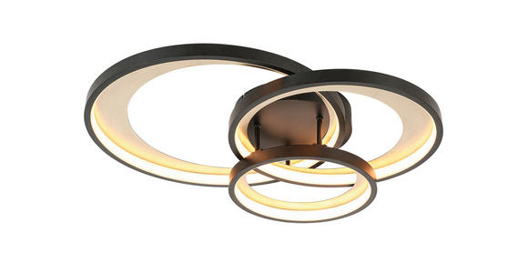 LED-DECKENLEUCHTE 54,2/46,8/11 cm - Messingfarben/Schwarz, Design, Kunststoff/Metall (54,2/46,8/11cm) - Novel