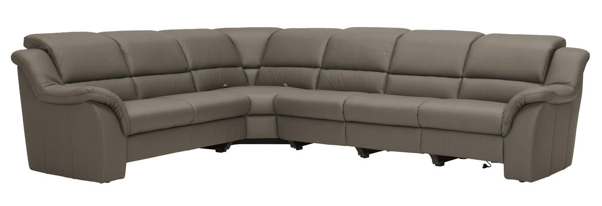 ECKSOFA  in Echtleder Graubraun  260/324 cm  - Graubraun/Schwarz, KONVENTIONELL, Leder/Kunststoff (260/324cm) - Cantus