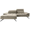 ECKSOFA in Webstoff Beige  - Beige/Schwarz, Design, Textil/Metall (179-202/288cm) - Stylife