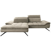 ECKSOFA in Webstoff Beige  179-202/288 cm  - Beige/Schwarz, Design, Textil/Metall (179-202/288cm) - Stylife