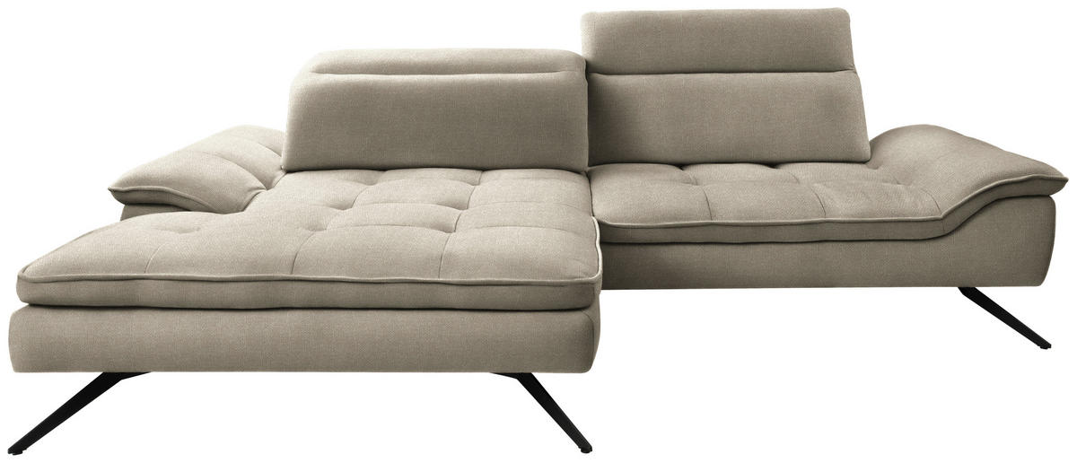 ECKSOFA in Webstoff Beige  179-202/288 cm  - Beige/Schwarz, Design, Textil/Metall (179-202/288cm) - Stylife