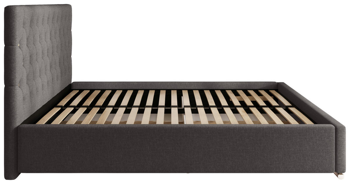 POLSTERBETT 200/200 cm,  in Anthrazit, gepolstertes Kopfteil, Lattenrost, Bettkasten,  - Chromfarben/Anthrazit, MODERN, Holz/Kunststoff (200/200cm) - Chameo