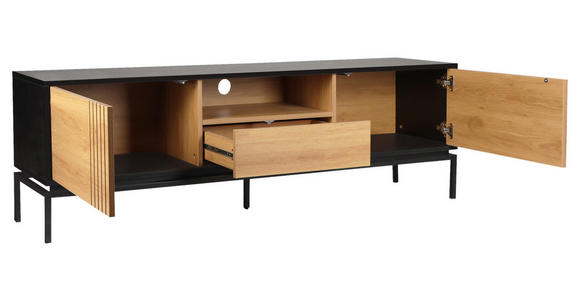 LOWBOARD in 180/55/40 cm - Schwarz/Naturfarben, Design, Holzwerkstoff (180/55/40cm) - Xora