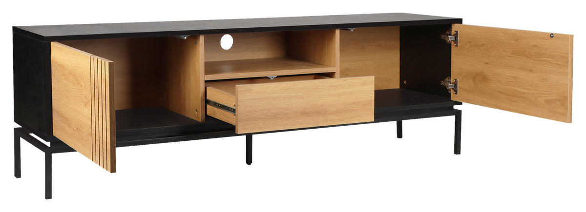 TV-SZEKRÉNY 180/55/40 cm  - fekete/natúr, Design, faalapú anyag (180/55/40cm) - Xora