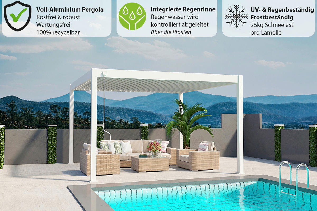 PERGOLA 400/255/400 cm   - Weiß, Basics, Metall (400/255/400cm) - WEIDE