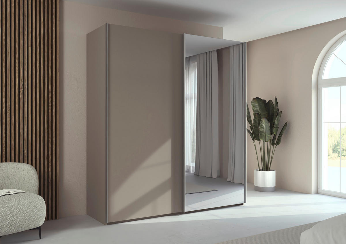 SCHWEBETÜRENSCHRANK 201/223/69 cm,  in Alufarben, Fango, 2 Tür(en)  - Fango/Alufarben, Basics, Glas/Holzwerkstoff (201/223/69cm) - Rauch Möbel