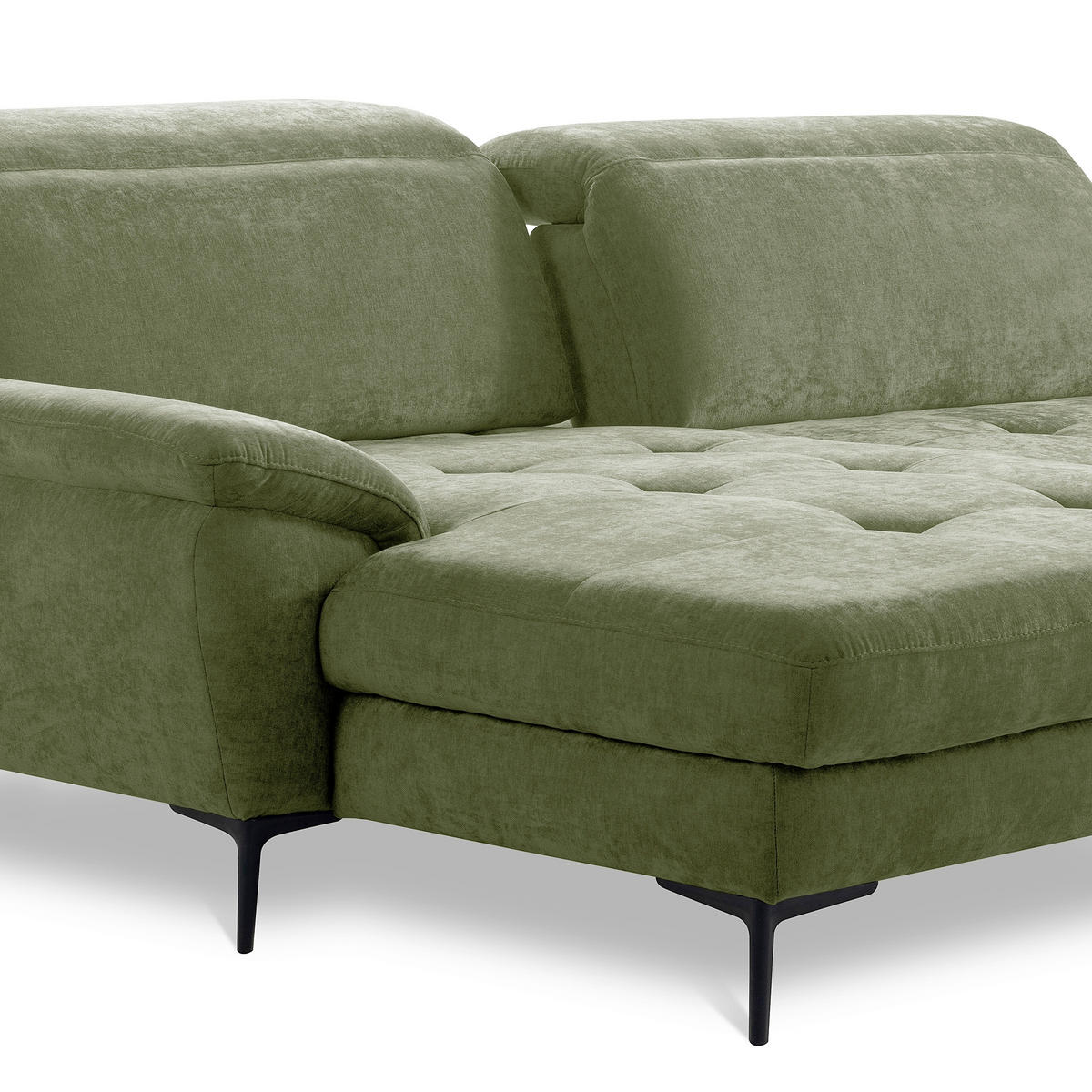 ECKSOFA  Webstoff Grün  - Schwarz/Grün, Design, Textil/Metall (195/268cm) - Livetastic