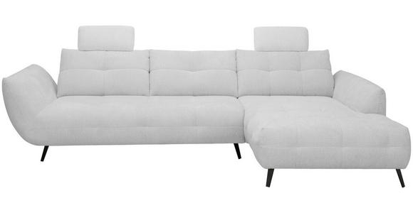 ECKSOFA Silberfarben Chenille Armlehnenkissen, Rücken echt, Sitztiefenverstellung  - Silberfarben/Schwarz, KONVENTIONELL, Textil/Metall (313/215cm) - Hom`in