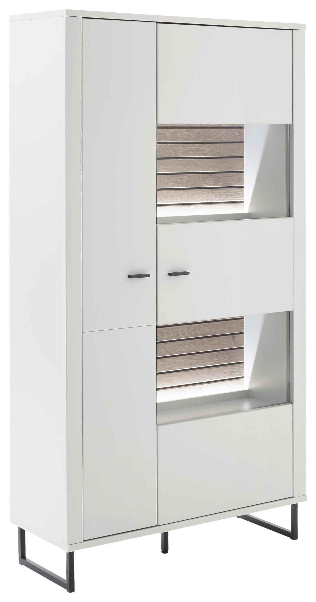 VITRINE Weiss, Eichefarben  100/185/37 cm  - Weiss/Eichefarben, Design, Glas/Holzwerkstoff (100/185/37cm) - Stylife