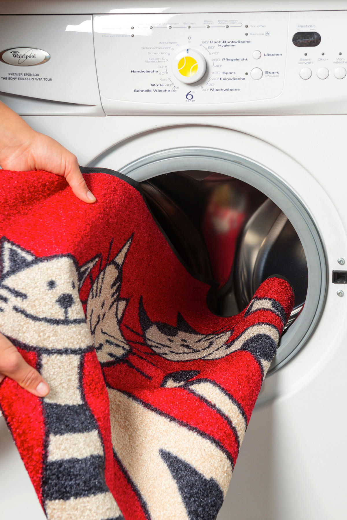 Covoraș De Intrare 50/75 cm  - alb/roșu, Basics, plastic/textil (50/75cm) - wash+dry