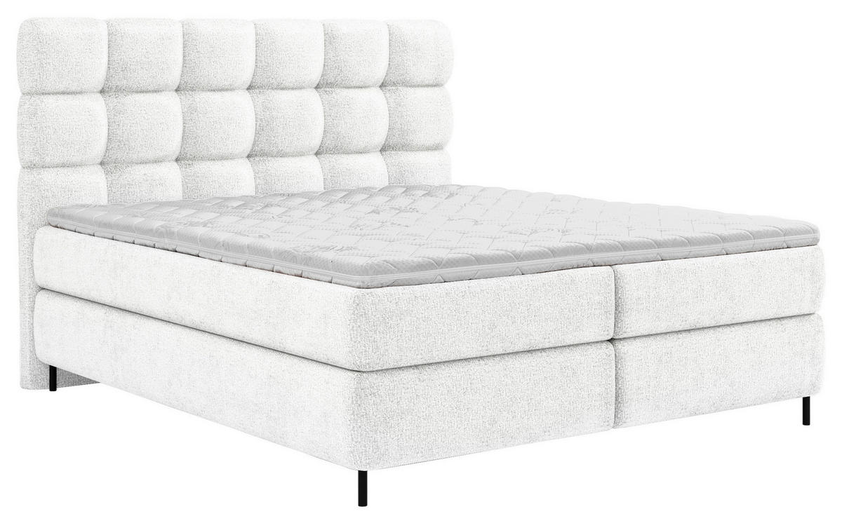 BOXSPRINGBETT 180/200 cm  in Weiss  - Weiss/Schwarz, Trend, Textil/Metall (180/200cm) - Esposa