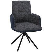 ARMLEHNSTUHL  in Stahl Flachgewebe  - Blau/Schwarz, Design, Textil/Metall (58/91/62cm) - Dieter Knoll