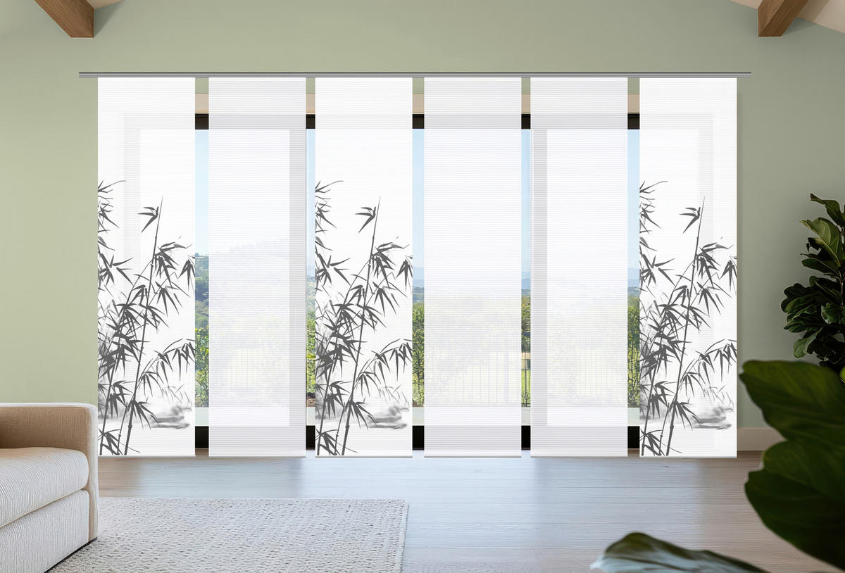 FLÄCHENVORHANG  6 Stück  blickdicht  60/245 cm   - Grau Hochglanz/Weiß, Natur, Textil (60/245cm)