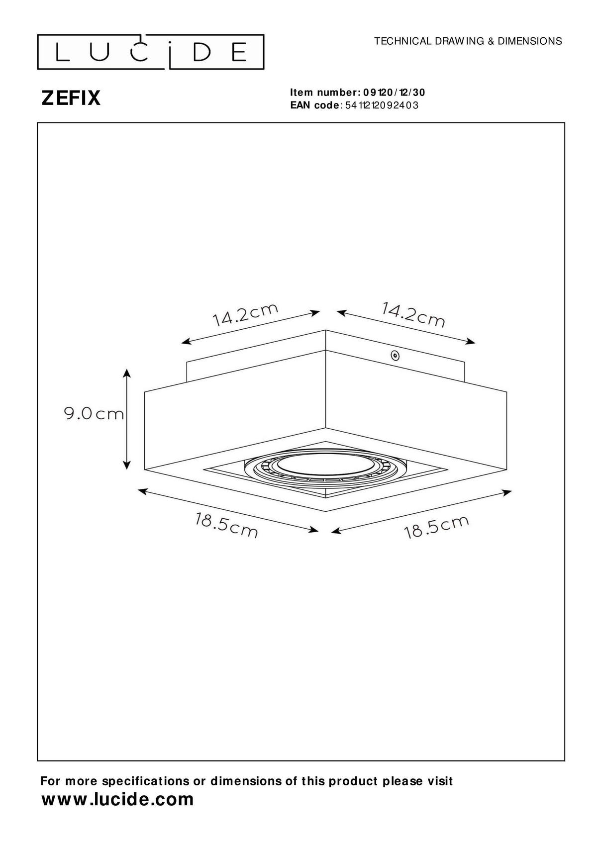 LED-STRAHLER 18.5/18.5/9 cm   - Alufarben, Basics (18.5/18.5/9cm) - Lucide