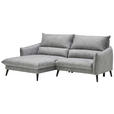 ECKSOFA in Velours Grau  - Schwarz/Grau, Design, Holz/Textil (170/238cm) - Carryhome