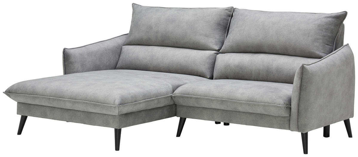 ECKSOFA in Velours Grau  170/238 cm  - Schwarz/Grau, Design, Holz/Textil (170/238cm) - Carryhome
