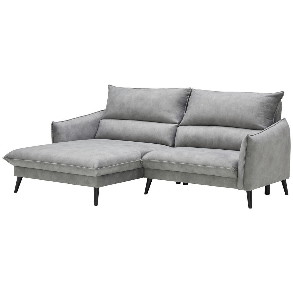 Thumbnail - Carryhome Ecksofa, Grau, Textil, Kiefer, massiv, Füllung: Silikon, Ottomane links, L-Form, 238x170 cm, Stoffauswahl, sei...