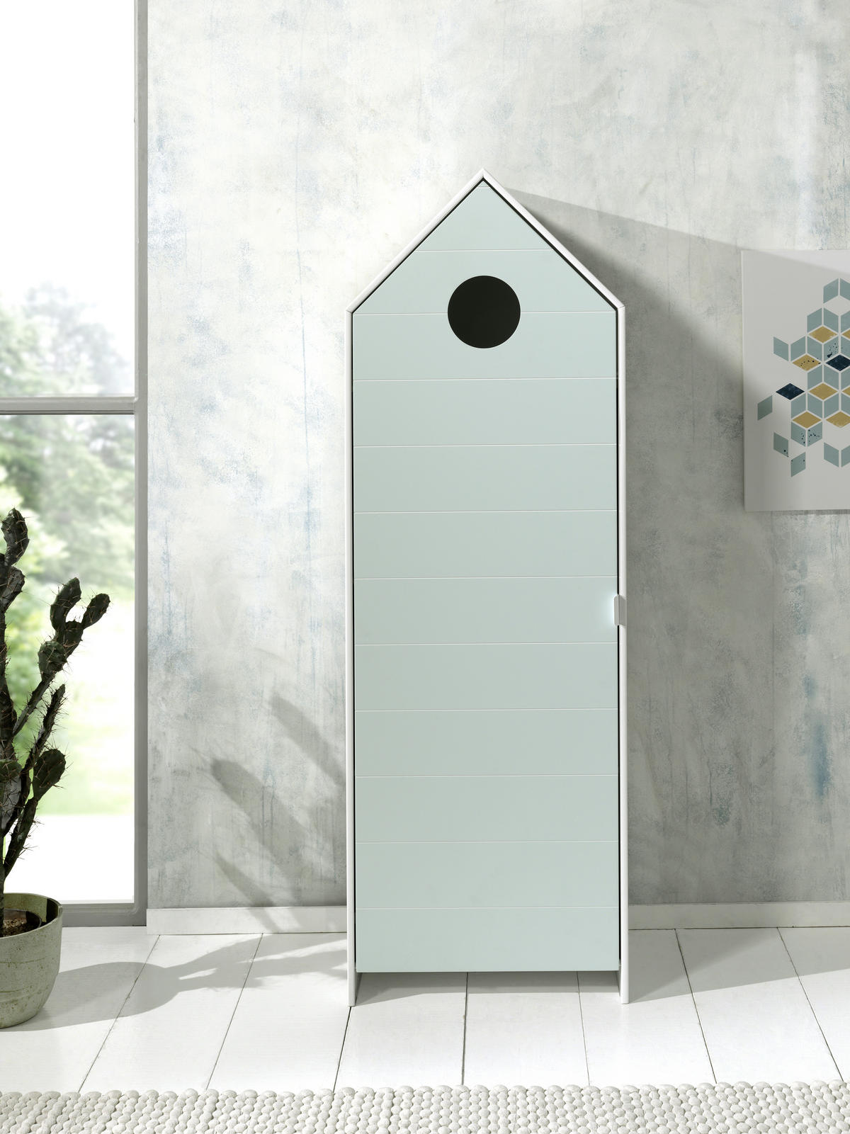  KINDERKLEIDERSCHRANK Weiß, Mintgrün  - Weiß/Mintgrün, MODERN, Holzwerkstoff (57,6/171,3/37cm) - MID.YOU