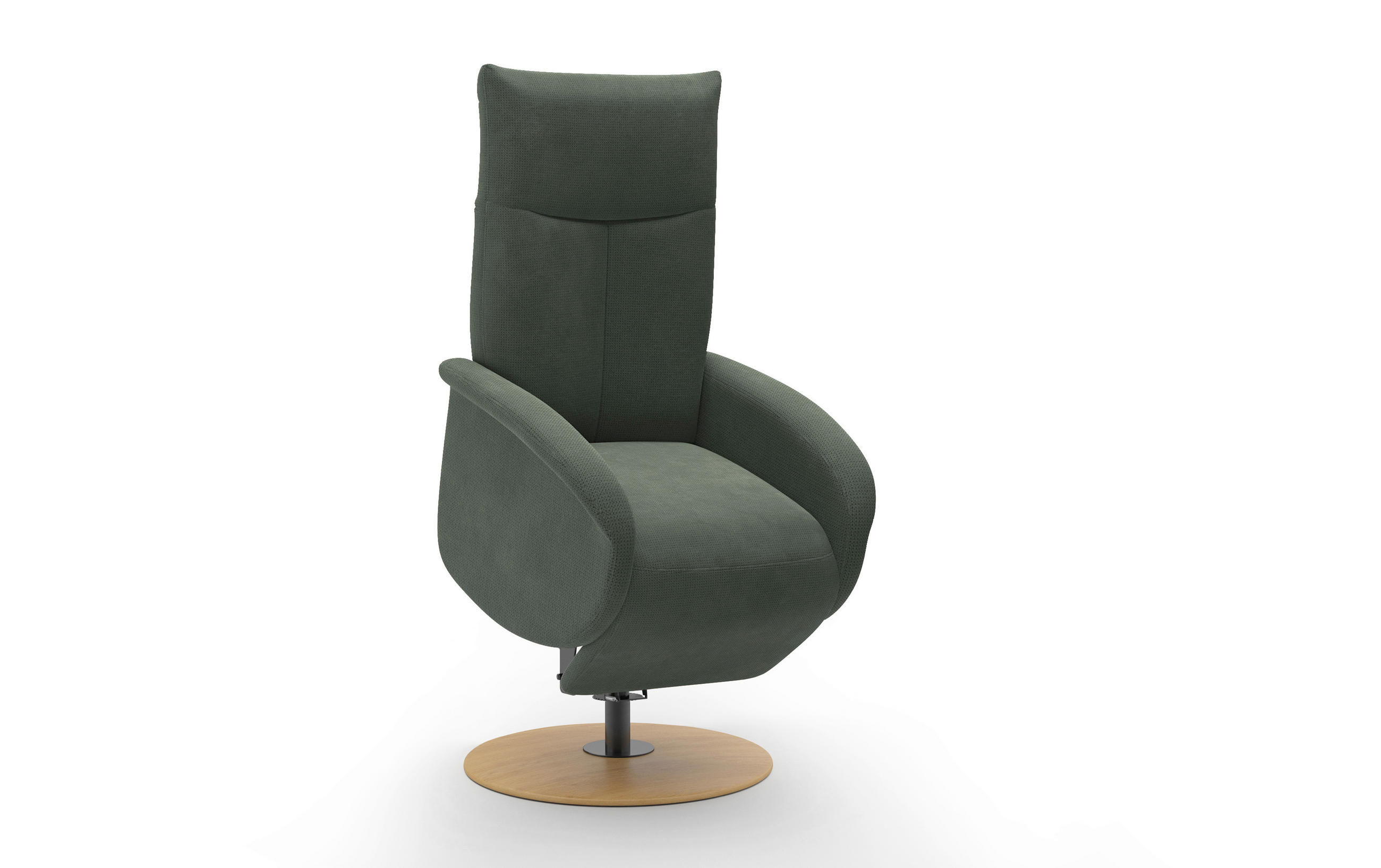 RELAXSESSEL GLENDALE E Flachgewebe Kopfteilverstellung, Rücken echt    - Dunkelgrün/Eichefarben, KONVENTIONELL, Holzwerkstoff/Textil (75/112/82cm) - Sit & More