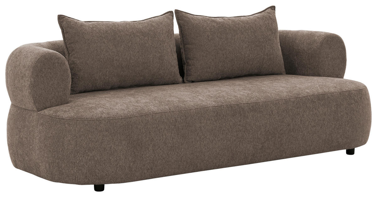 3-SITZER-SOFA Chenille Braun  - Schwarz/Braun, Design, Kunststoff/Textil (200/76/96cm) - Livetastic