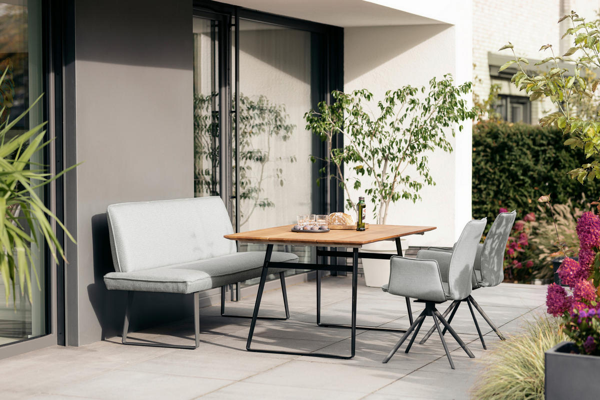 GARTENBANK 200/91/65 cm  in Beige  - Beige/Schwarz, Design, Textil/Metall (200/91/65cm)