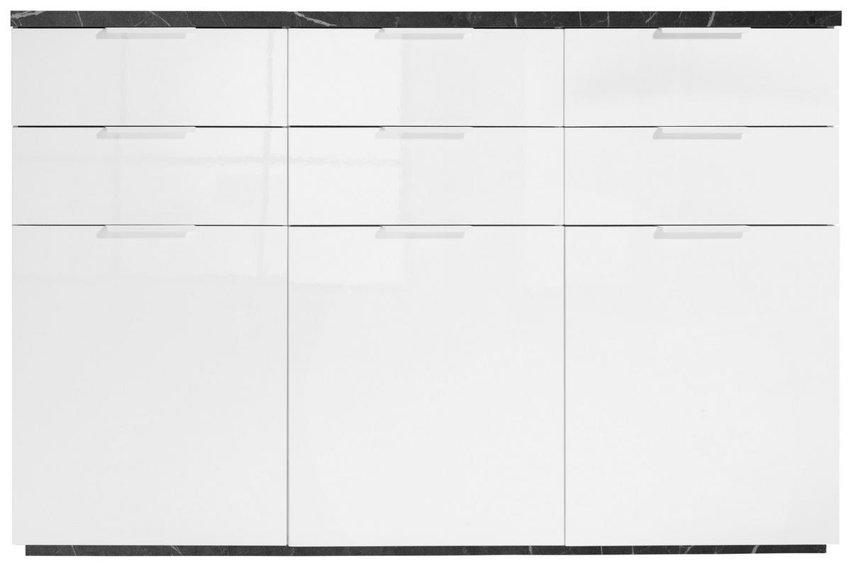 SIDEBOARD  180/102/50 cm 6 låda(or)  - vit/vit högglans, Modern, trämaterial (180/102/50cm) - Hom`in