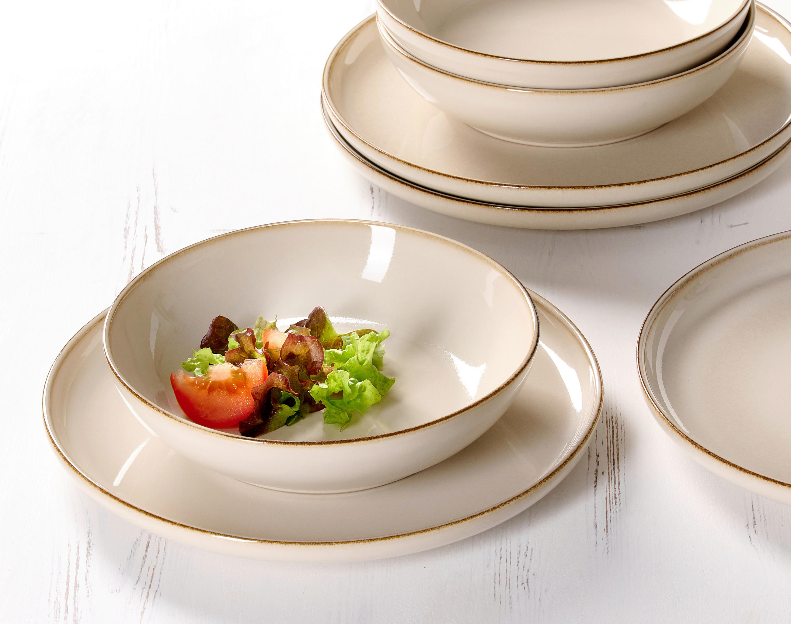 TAFELSERVICE Creme 8-teilig Olivia  - Creme, KONVENTIONELL, Keramik (28/22/29cm) - Ritzenhoff Breker