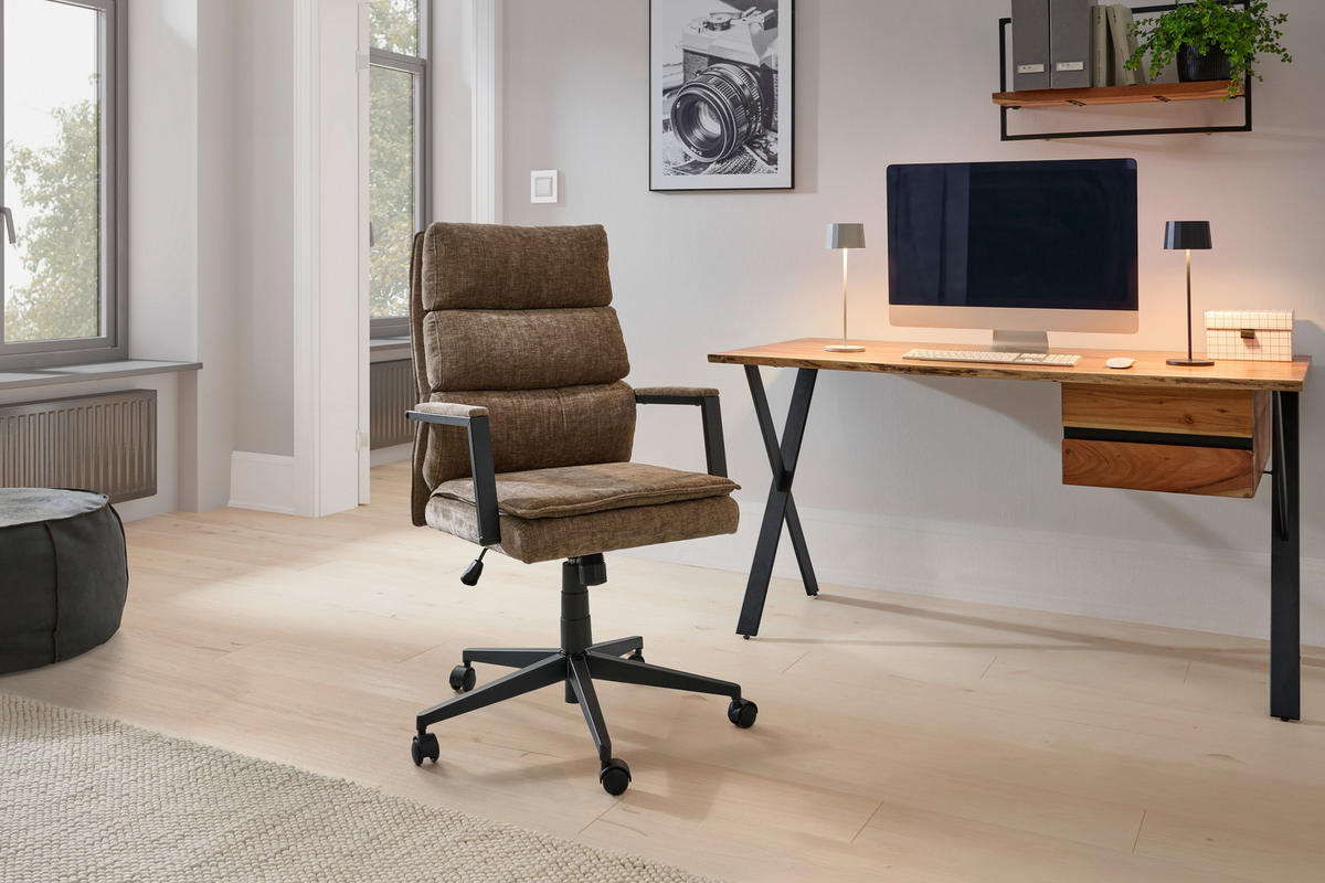CHEFSESSEL  in Webstoff Braun  - Schwarz/Braun, MODERN, Kunststoff/Textil (58/110-120/62cm) - Livetastic