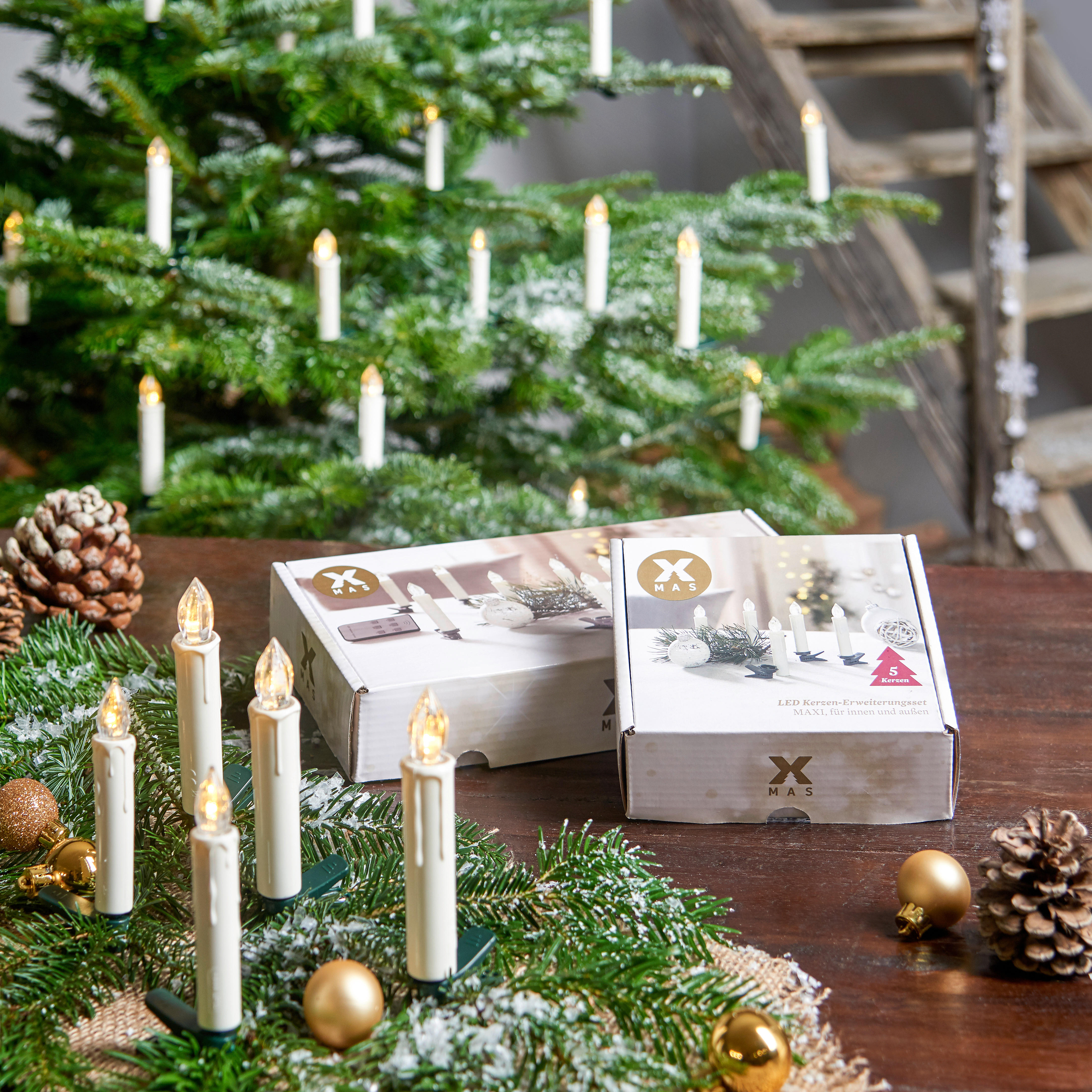 LED-KERZENSET  - Dunkelgrün/Transparent, KONVENTIONELL, Kunststoff/Metall (1,5cm) - X-Mas