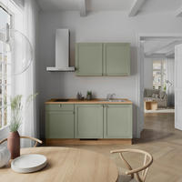 KÜCHENBLOCK Frame 180 cm  in Eichefarben, Olivgrün  - Edelstahlfarben/Eichefarben, MODERN, Holzwerkstoff/Metall (180cm) - Nobilia