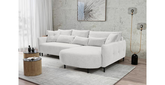 ECKSOFA Creme Chenille  - Creme/Schwarz, MODERN, Textil/Metall (285/200cm) - Carryhome