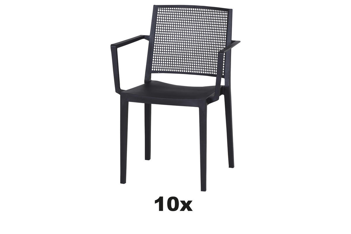 GARTENSESSEL-SET Kunststoff Anthrazit  - Anthrazit, Basics, Kunststoff (57/80/56cm) - Siena Garden
