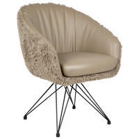 ARMLEHNSTUHL  Sitzfläche 360° drehbar, automatische Rückholfunktion Teddystoff Echtleder  Schwarz, Taupe  - Taupe/Schwarz, Design, Leder/Textil (59,5/83,5/63,5cm) - Belluti