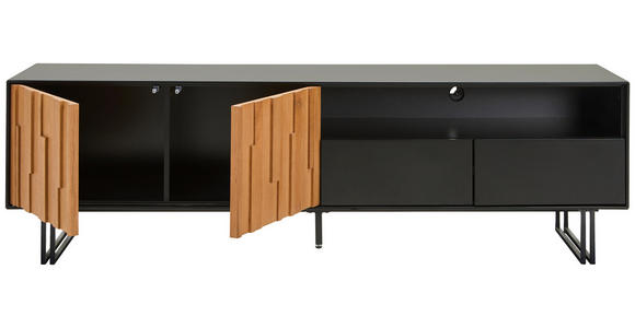 LOWBOARD  180/53/40 cm 2 Schublade(n) Beimöbel erhältlich, stehend  - Eichefarben/Schwarz, Trend, Holz/Holzwerkstoff (180/53/40cm) - Xora